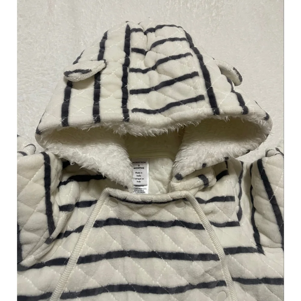 Baby Nordstrom Striped Quilted Footie winter coverup bunting 9 Months Warm
